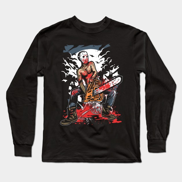 Chainsaw Killer Long Sleeve T-Shirt by SEspider